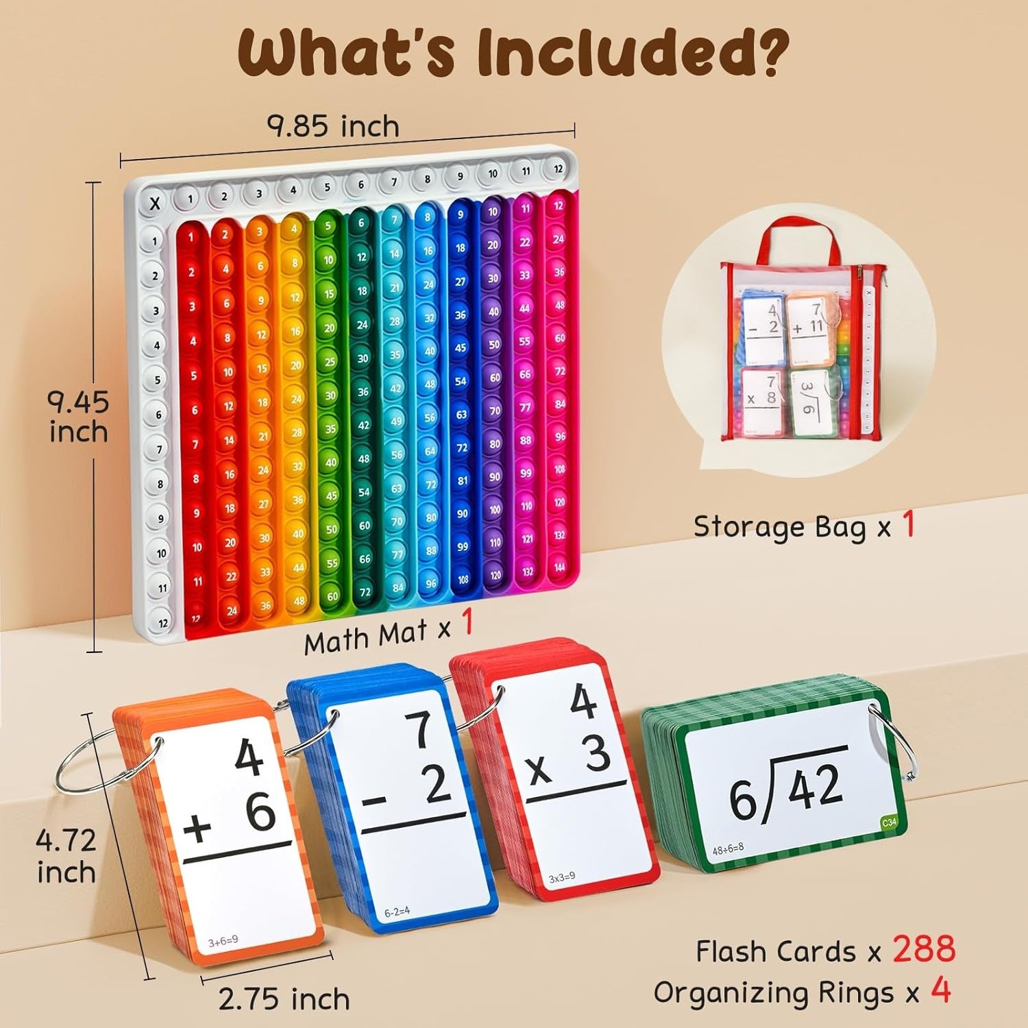 Educational math product with number blocks and flashcards
